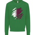 Torn Qatar Flag Qatari Day Football Kids Sweatshirt Jumper Irish Green