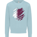 Torn Qatar Flag Qatari Day Football Kids Sweatshirt Jumper Light Blue