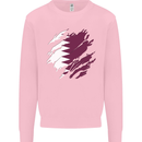 Torn Qatar Flag Qatari Day Football Kids Sweatshirt Jumper Light Pink