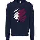 Torn Qatar Flag Qatari Day Football Kids Sweatshirt Jumper Navy Blue