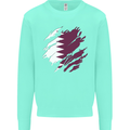 Torn Qatar Flag Qatari Day Football Kids Sweatshirt Jumper Peppermint
