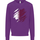 Torn Qatar Flag Qatari Day Football Kids Sweatshirt Jumper Purple