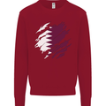Torn Qatar Flag Qatari Day Football Kids Sweatshirt Jumper Red