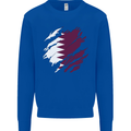 Torn Qatar Flag Qatari Day Football Kids Sweatshirt Jumper Royal Blue