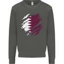 Torn Qatar Flag Qatari Day Football Kids Sweatshirt Jumper Storm Grey