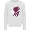 Torn Qatar Flag Qatari Day Football Kids Sweatshirt Jumper White