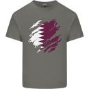 Torn Qatar Flag Qatari Day Football Kids T-Shirt Childrens Charcoal