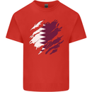 Torn Qatar Flag Qatari Day Football Kids T-Shirt Childrens Red