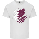 Torn Qatar Flag Qatari Day Football Kids T-Shirt Childrens White