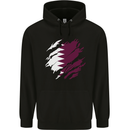 Torn Qatar Flag Qatari Day Football Mens 80% Cotton Hoodie Black