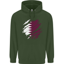 Torn Qatar Flag Qatari Day Football Mens 80% Cotton Hoodie Forest Green