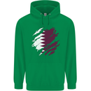 Torn Qatar Flag Qatari Day Football Mens 80% Cotton Hoodie Irish Green