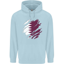 Torn Qatar Flag Qatari Day Football Mens 80% Cotton Hoodie Light Blue