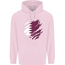 Torn Qatar Flag Qatari Day Football Mens 80% Cotton Hoodie Light Pink