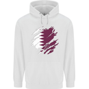 Torn Qatar Flag Qatari Day Football Mens 80% Cotton Hoodie White