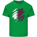 Torn Qatar Flag Qatari Day Football Mens Cotton T-Shirt Tee Top Irish Green