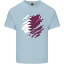 Torn Qatar Flag Qatari Day Football Mens Cotton T-Shirt Tee Top Light Blue