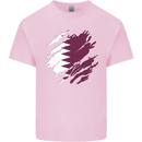 Torn Qatar Flag Qatari Day Football Mens Cotton T-Shirt Tee Top Light Pink