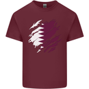 Torn Qatar Flag Qatari Day Football Mens Cotton T-Shirt Tee Top Maroon