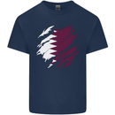 Torn Qatar Flag Qatari Day Football Mens Cotton T-Shirt Tee Top Navy Blue