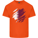 Torn Qatar Flag Qatari Day Football Mens Cotton T-Shirt Tee Top Orange