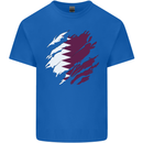 Torn Qatar Flag Qatari Day Football Mens Cotton T-Shirt Tee Top Royal Blue
