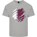 Torn Qatar Flag Qatari Day Football Mens Cotton T-Shirt Tee Top Sports Grey