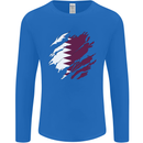 Torn Qatar Flag Qatari Day Football Mens Long Sleeve T-Shirt Royal Blue