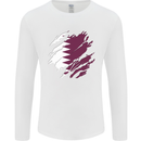 Torn Qatar Flag Qatari Day Football Mens Long Sleeve T-Shirt White