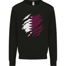 Torn Qatar Flag Qatari Day Football Mens Sweatshirt Jumper Black