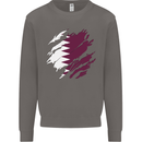 Torn Qatar Flag Qatari Day Football Mens Sweatshirt Jumper Charcoal