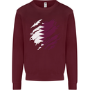 Torn Qatar Flag Qatari Day Football Mens Sweatshirt Jumper Maroon