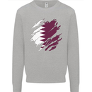 Torn Qatar Flag Qatari Day Football Mens Sweatshirt Jumper Sports Grey