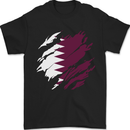 Torn Qatar Flag Qatari Day Football Mens T-Shirt 100% Cotton Black