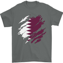 Torn Qatar Flag Qatari Day Football Mens T-Shirt 100% Cotton Charcoal