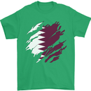 Torn Qatar Flag Qatari Day Football Mens T-Shirt 100% Cotton Irish Green