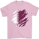 Torn Qatar Flag Qatari Day Football Mens T-Shirt 100% Cotton Light Pink