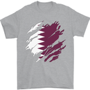 Torn Qatar Flag Qatari Day Football Mens T-Shirt 100% Cotton Sports Grey
