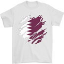 Torn Qatar Flag Qatari Day Football Mens T-Shirt 100% Cotton White