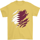 Torn Qatar Flag Qatari Day Football Mens T-Shirt 100% Cotton Yellow