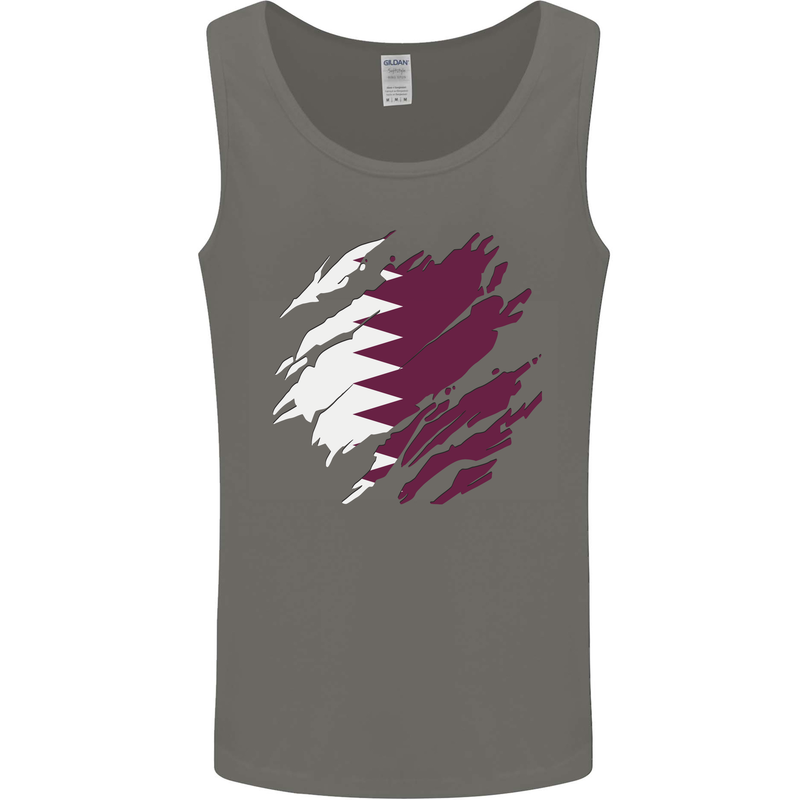 Torn Qatar Flag Qatari Day Football Mens Vest Tank Top Charcoal