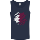 Torn Qatar Flag Qatari Day Football Mens Vest Tank Top Navy Blue
