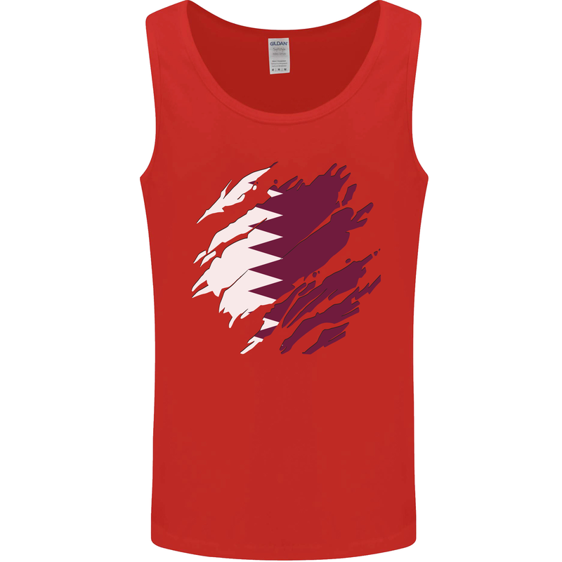 Torn Qatar Flag Qatari Day Football Mens Vest Tank Top Red