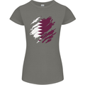 Torn Qatar Flag Qatari Day Football Womens Petite Cut T-Shirt Charcoal
