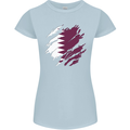 Torn Qatar Flag Qatari Day Football Womens Petite Cut T-Shirt Light Blue