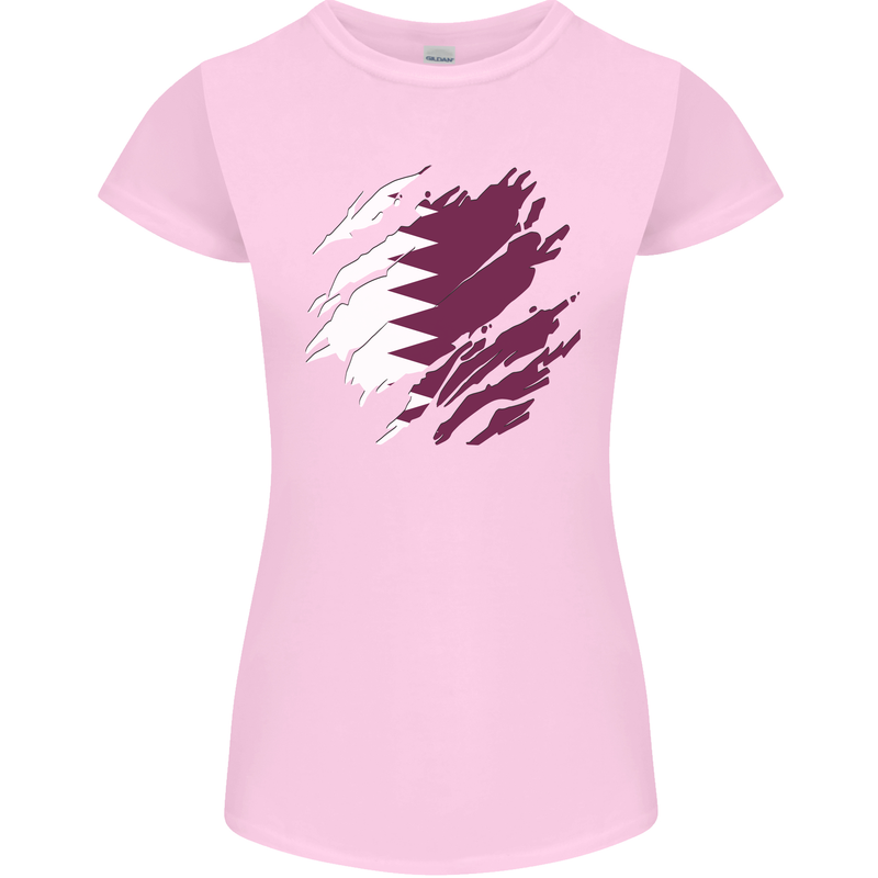 Torn Qatar Flag Qatari Day Football Womens Petite Cut T-Shirt Light Pink