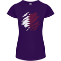 Torn Qatar Flag Qatari Day Football Womens Petite Cut T-Shirt Purple