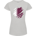Torn Qatar Flag Qatari Day Football Womens Petite Cut T-Shirt Sports Grey