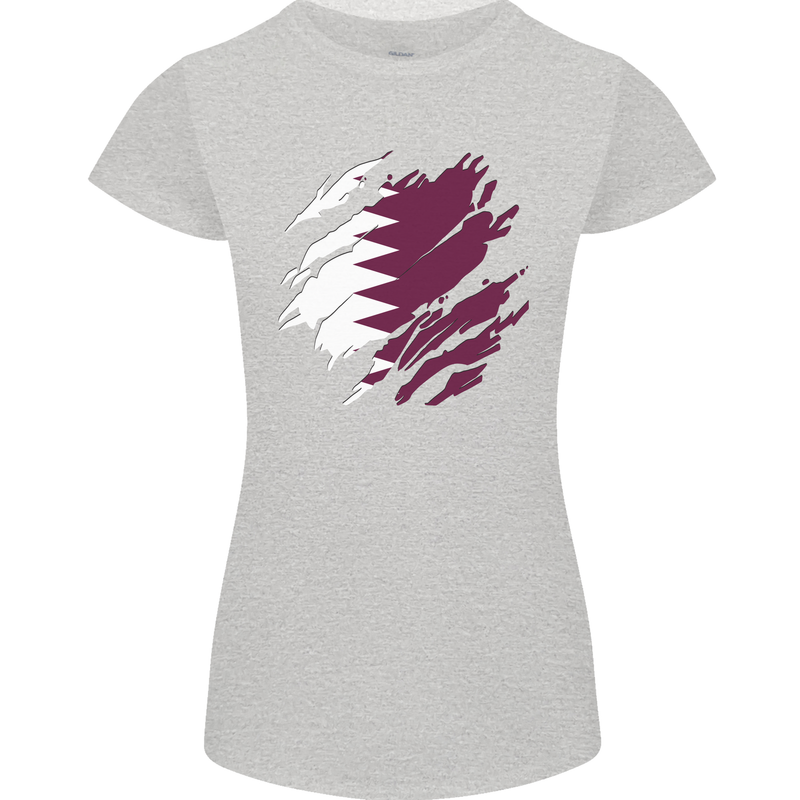 Torn Qatar Flag Qatari Day Football Womens Petite Cut T-Shirt Sports Grey