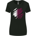 Torn Qatar Flag Qatari Day Football Womens Wider Cut T-Shirt Black